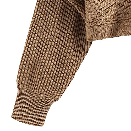 ZAFUL Women's V Neck Cropped Sweater Ribbed Knit Pullover Tops Sexy Drop Shoulder Jumpers3