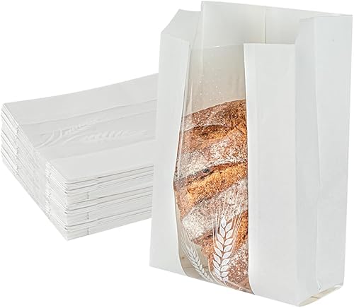 Miniatura 4 de Bag Tek - Bolsas de papel para pan de 4.8 x 2.8 x 8.5 pulgadas, 100 bolsas de papel de baguette a prueba de grasa, microperforadas, ventana