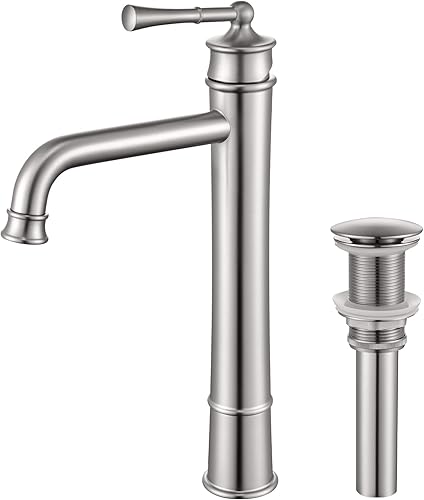 Miniatura 8 de Hangoro Grifo de baño, grifo dorado de una sola manija para fregadero de baño, válvula sólida y drenaje desplegable, grifos de baño táctiles para