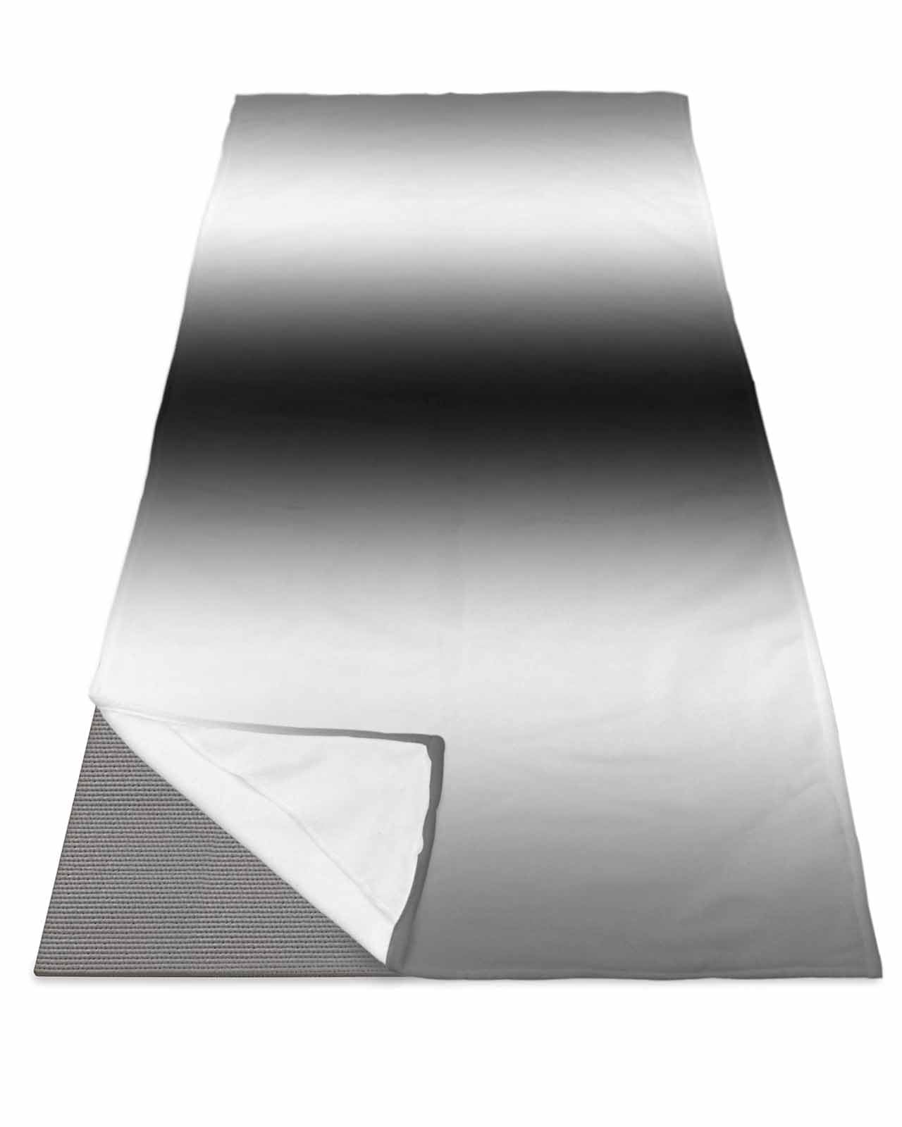 BOSIJOY Yoga Mat Towel,Minimalist Gradient Black Grey White Non Slip Sweat Absorbent Hot Yoga Towels with Corner Pockets,Modern Abstract Ombre Art Soft Microfiber Towel for Pilates Bikram 74