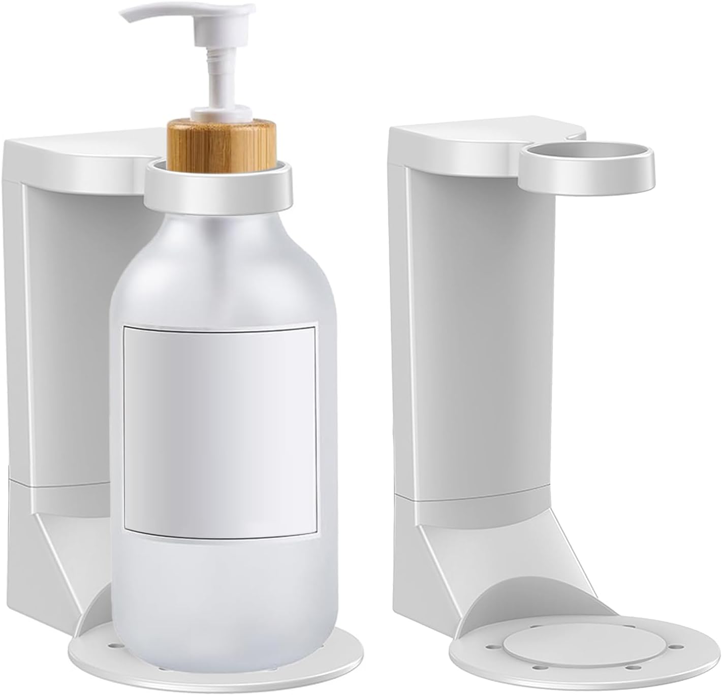 2 Pezzi Dispenser Sapone Bagno a Muro Plastica Dispenser Sapone Bagno