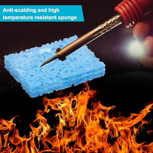 Image of uxcell Soldering Sponge 1.97 inch x 1.38 inch Rectangle Sponge Replacement Welding Soldering Iron Tip Cleaning Pads Soldering Iron Special High Temperature Sponge Blue 15pcs