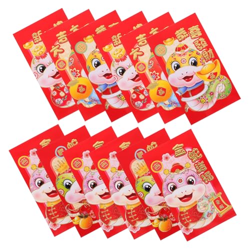 ZUNOXAZ 30個蛇年干支の可愛いキャラクター入りお年玉袋 おしゃれな赤色の新年用利是封 結婚式やお祝いにな紙製祝儀袋