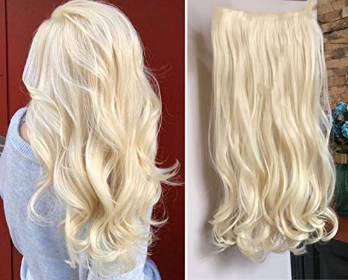 20 Inches Synthetic Full Head Ombre Dip Dyed Loose Curls Wavy Curly Straight Clip-in Hair Extensions (Curly- Platinum blonde)