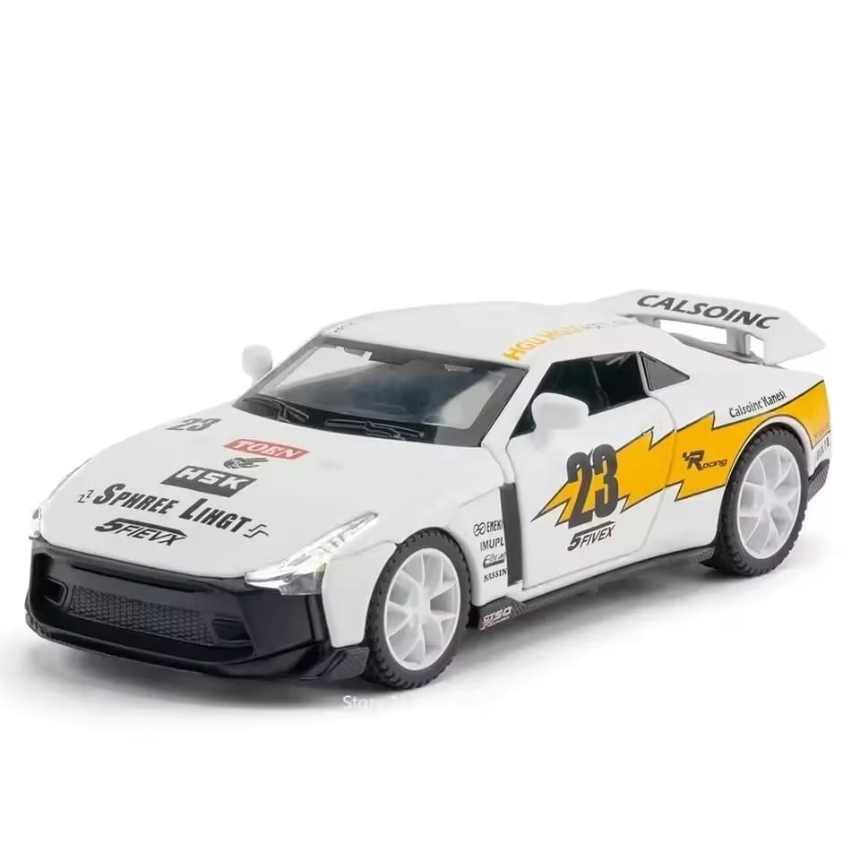 Image of Alokik Enterprise 1:32 Nissan GTR50 Sport Diecast Metal Pull Back Car with 2 Openable Doors with Lights & Sound Toy Decoration, Showpiece Car Best Gift Toys for Kids 【White】