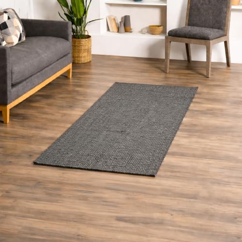 Image of Size 2x3 feet Cotton Braided Entry Rug, Small Rugs for Entryway Kitchen Bathroom Door Mat Indoor Entrance, Stain & Fade Resistant - (Charcoal Rectangular, 2x3 feet)