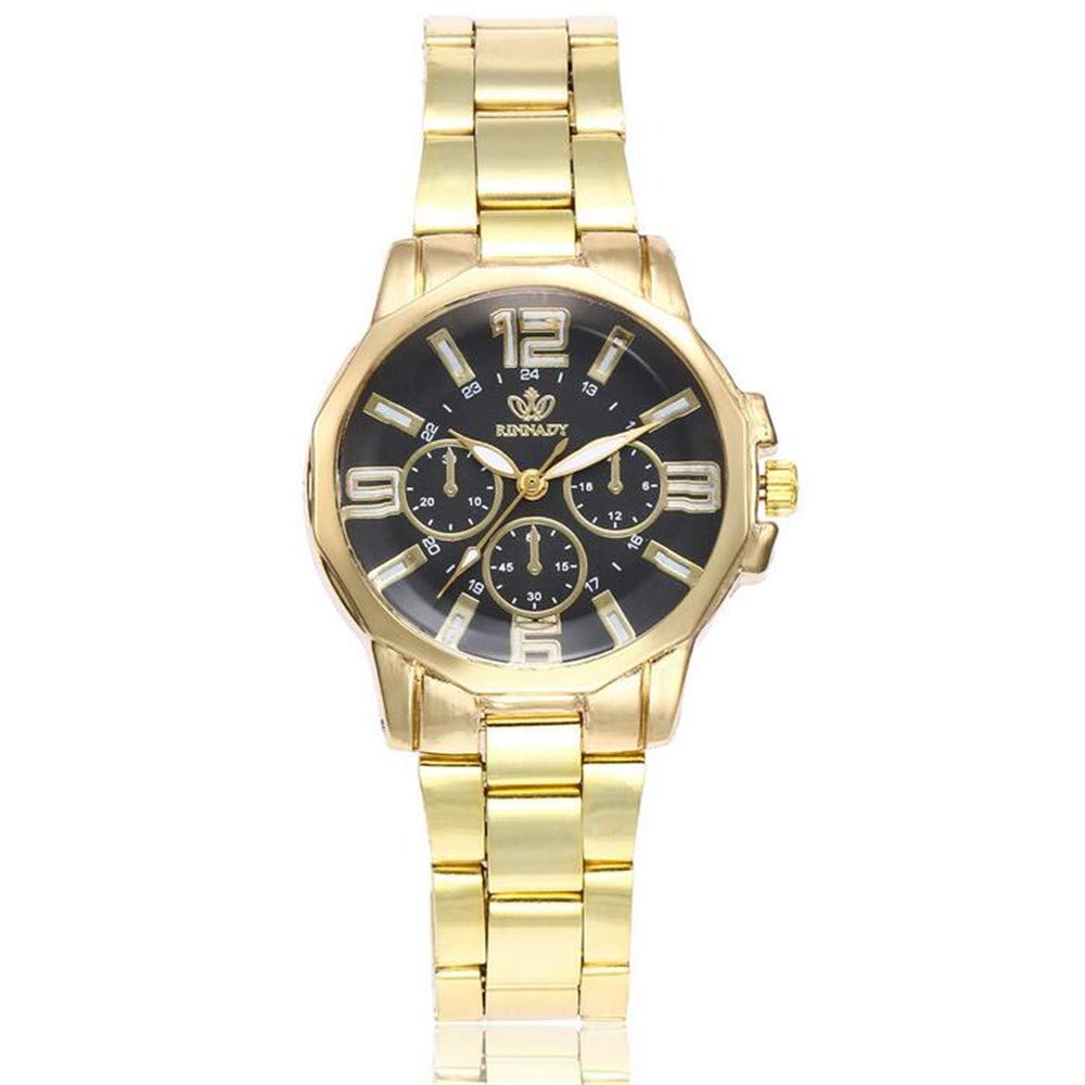 ZSDGY Women'S 3-Eye Alloy Steel Band Watch, Large Digital Scale Quartz Watch D