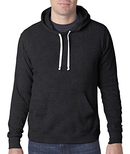 J-America Adult Tri-Blend Fleece Pullover Hooded Sweatshirt, Black, X-Large