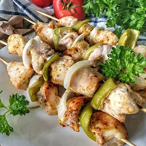 Wooden Skewers 10 Inch Bamboo Skewer Sticks Kitchen Party Essentials Camping Accessory Stick for Barbecue Kebab Vegetable Cake Topper Fruits and Chocolate Fondue Brown Color (150pc)