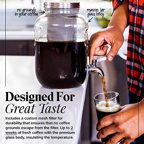 Image of The Original Cold Brew on Tap Cold Brew Coffee Maker - Brewed Iced Coffee Maker - Glass Pitcher Cold Brewer System with Removable Filter (1 Gallon)