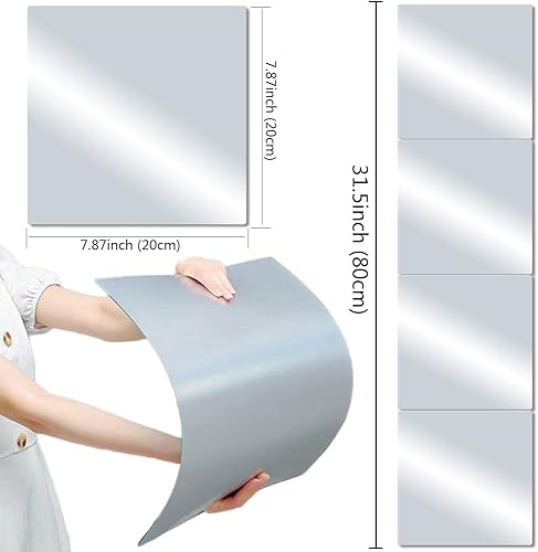 Miniatura 2 de Azulejos de espejo de pared con calcomanías, azulejos de espejo de longitud completa, espejo flexible de cuerpo completo para dormitorio, espejos