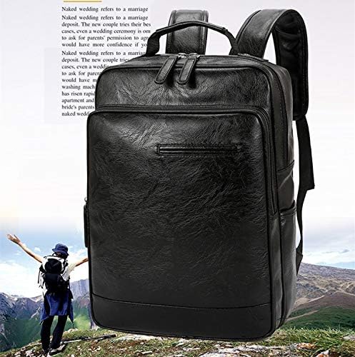 qianlin ビジネスリュック 革 リュックサック PUレザー メンズ フェイクレザー 通勤 通学 大容量 防水 バッグパック スクエアリュック ビジネスカジュアル カバン PC収納 男性用 紳士用