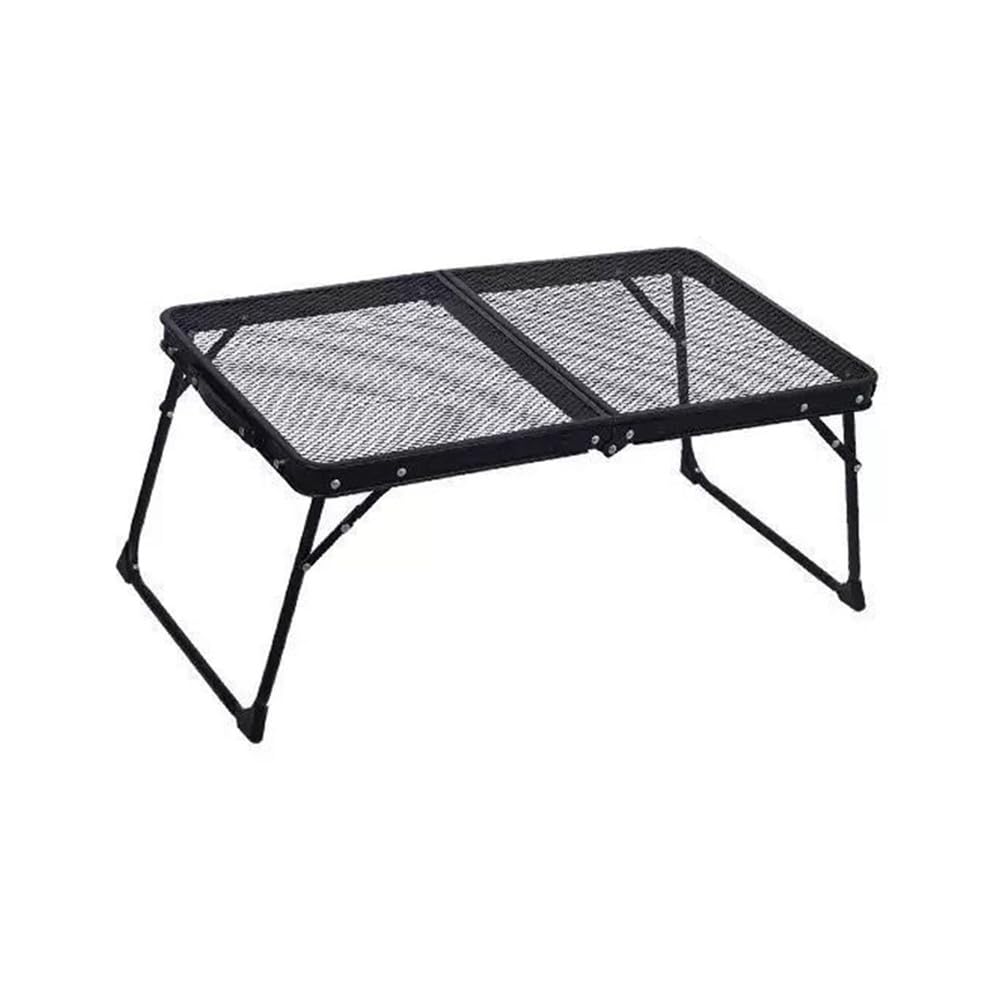 Table de camping pliante portable légère avec plateau en maille et poignée