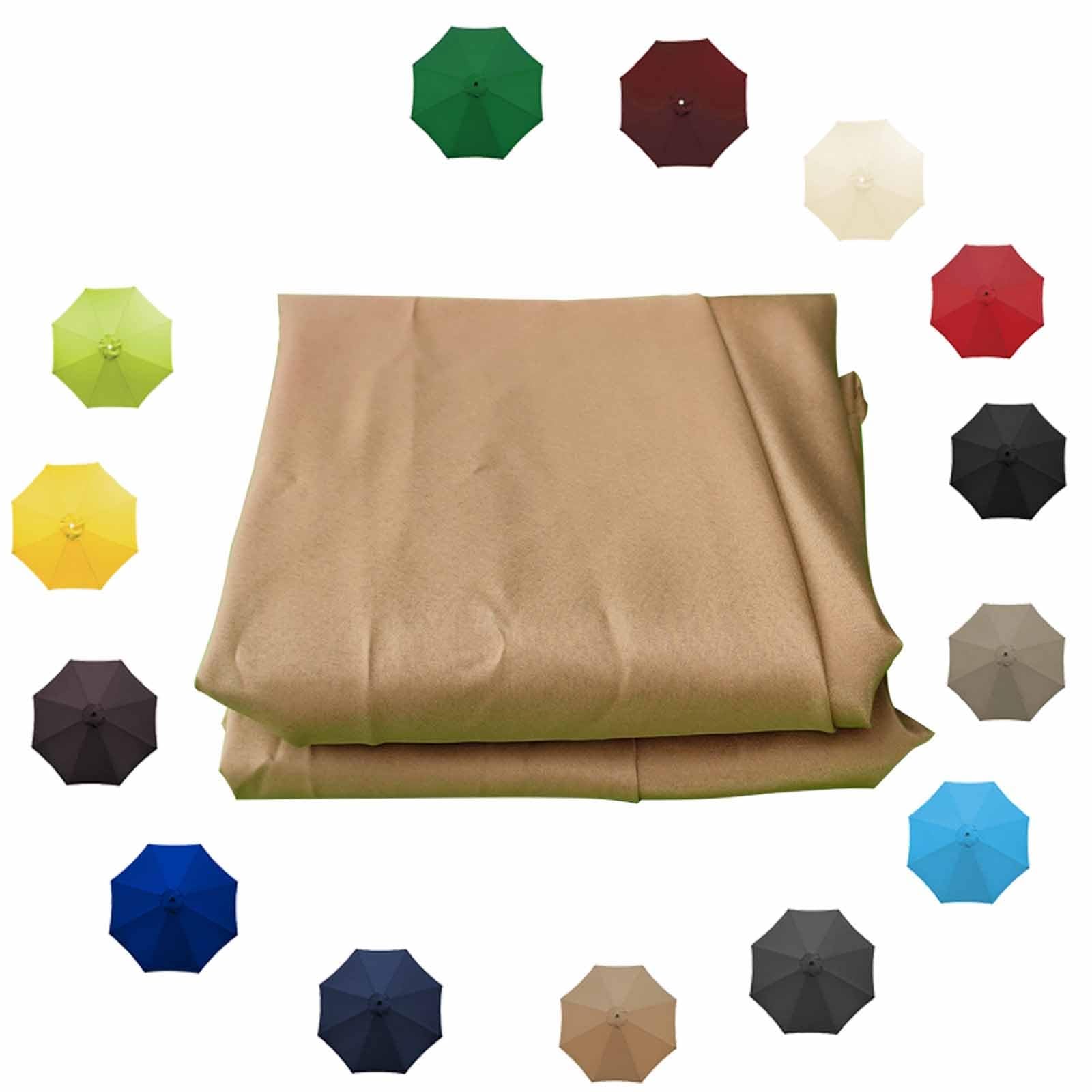 Waterproof Replacement Umbrella Fabric, Parasol Replacement Canopy 8.8Ft 9.8Ft 6 Ribs 8 Ribs Umbrella Replacement Cloth UV50+ Patio Replacement Parasol Cover(Khaki,8 Ribs-300cm(9.8ft))