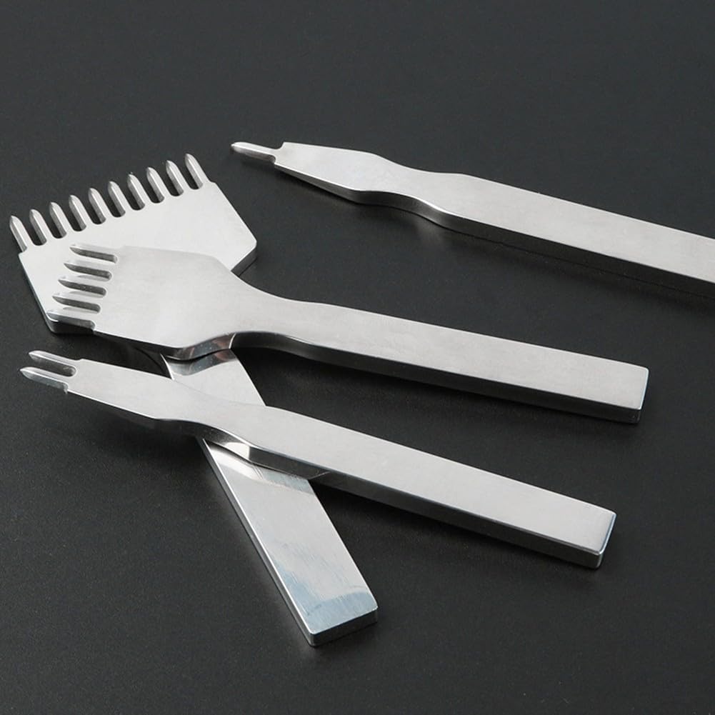 Scalpello per Cuoio in Acciaio da a per freddo - Punta Diamantata per Francese - Precisione per Sella e - Set (4mm Diamond Cut Suit)