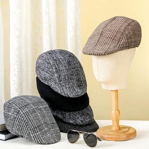 Image of Newcotte Newsboy Cap for Men Classic Herringbone Tweed Flat Cap Irish Beret Hat for Cabbie Driving Hunting