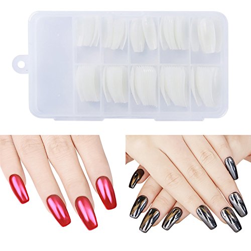 coulorbuttons 100pcs multi-size falsas uñas consejos bailarina ataúd forma moda belleza mitad Nail Art Tips con caja