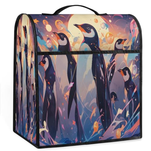 Coffee Maker Cover Colorful Penguin Animal Kitchen Appliance Covers Small Appliance Covers Blender Cover Juicer Cover Dust Covers for Kitchen Appliances with Top Handle and Pockets,Washable,C731