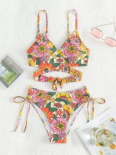 WDIRARA-Womens-2-Piece-Set-Floral-Print-Wrap-Front-Swimwear-Crisscross-Bikini-Swimsuit