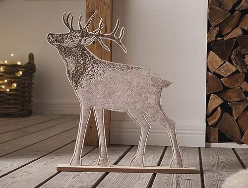 Weihnachtsdeko Hirsch Groß 20 Dekoleidenschaft große Dekofigur Hirsch aus Filz, grau, 49 cm hoch,...
