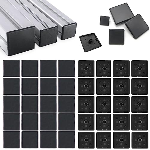 Dfuqanb 40 Piezas Estándar Europeo Aluminio plástico extrusión Extremo Tapa(4040), Tapas pie Plástico Negro para Tubo Cuadrado, para Perfil de construcción de Aluminio, Tapa del Extremo de Perfil