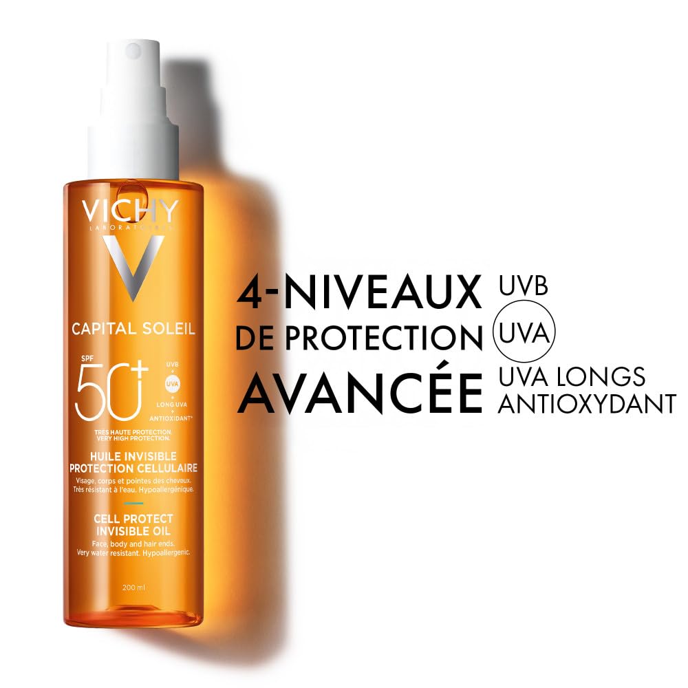 Vichy Capital Soleil Huile Solaire SPF50+ Visage Corps Cheveux 200 ml