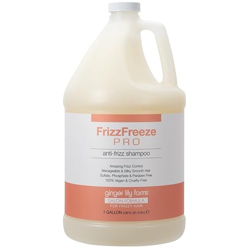 Ginger Lily Farms Salon Formula FrizzFreeze Pro Champú antiencrespamiento para cabello encrespado, 100% vegano y libre de crueldad, 1 galón (128 fl