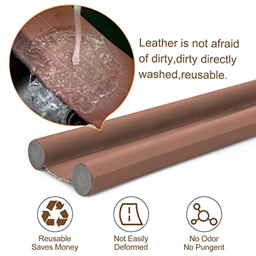1Pc Under Door Draft Stopper,Twin Door Draft Blocker Weather Stripping Noise Cold Air Blocker Window,Washable,Dust Proof,Removable,Adjustable Door Sweeps 38"(Brown) #TOP5