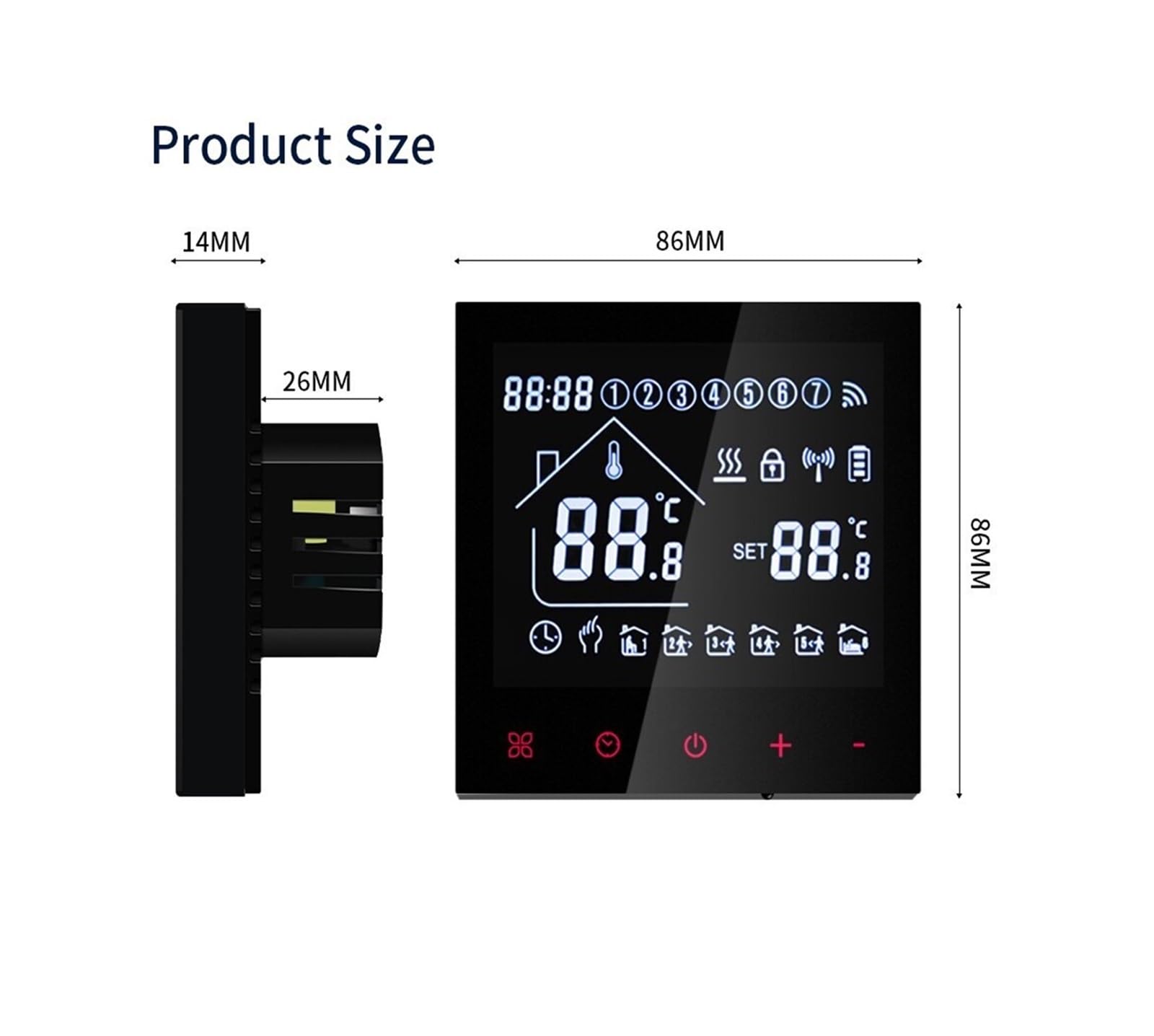 Termostato Intelligente, Termostato Touchscreen LCD, di Riscaldamento a Pavimento Elettrico programmabile, regolatore di Temperatura for la casa(Water Floor 3A)