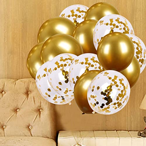 Image of AMFIN Confetti Balloons for Decoration /Confetti Combo Balloons /Birthday Confetti Balloons /Confetti Gold Balloons /Gold Theme Decoration /Party Gold Balloons /Anniversary - Pack of 200
