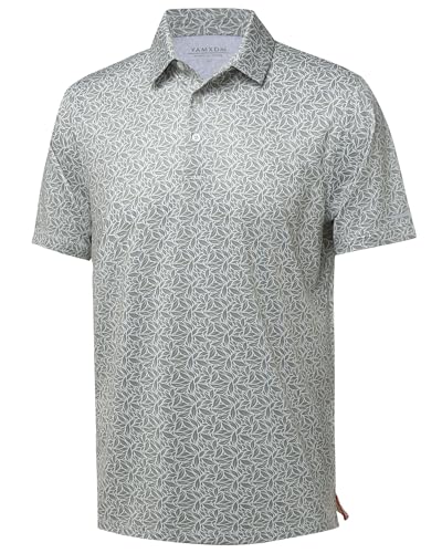 Image of Golf Shirts for Men - Dry Fit Moisture Wicking Short Sleeve Performance Sport Casual Striped Collared Mens Polo Shirt