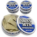 Smokey Mountain Caffeinated Pouches - Arctic Mint - Tobacco Free and Nicotine Free - 5 Can Box - 15 Pouches Per Can