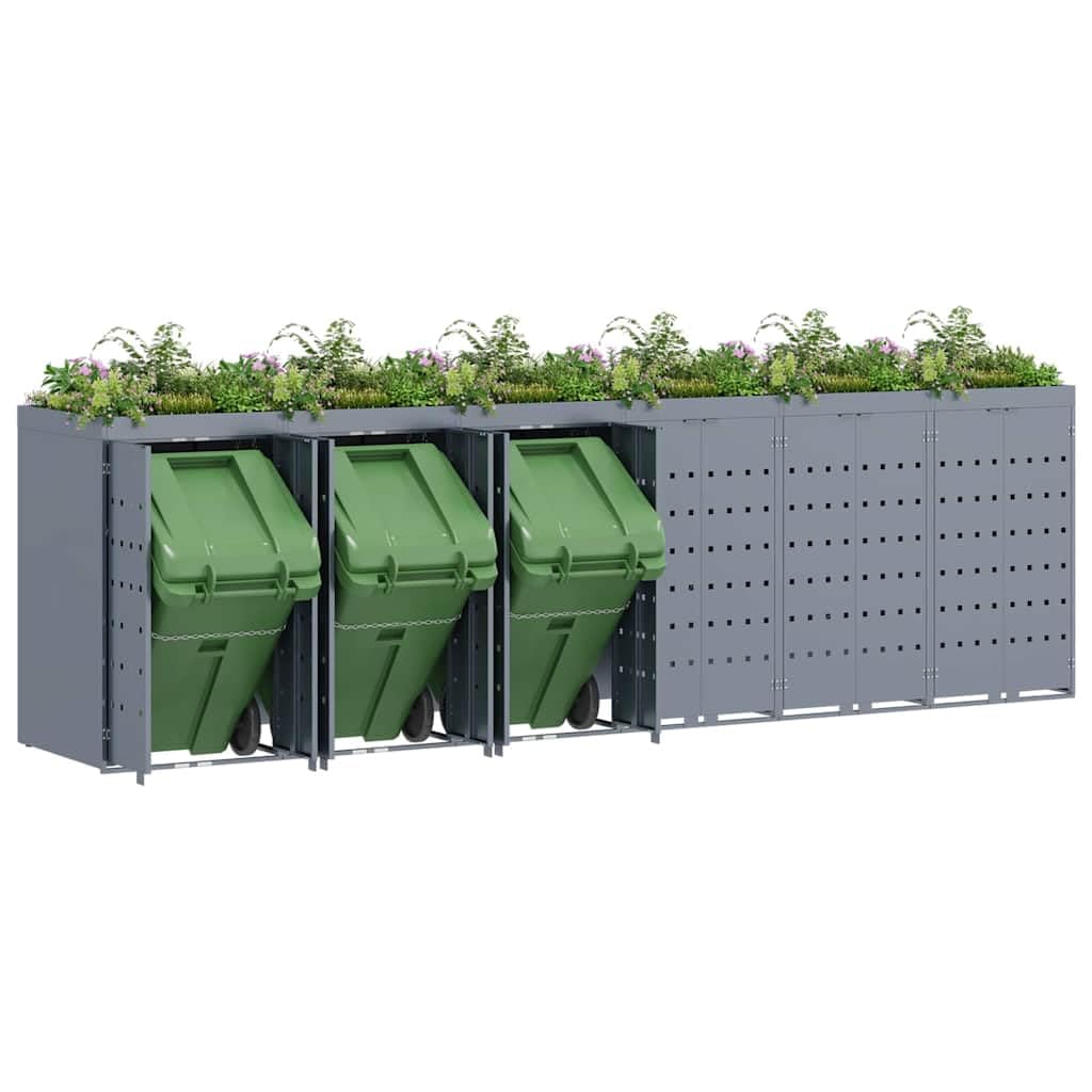 Genérico Almacenamiento de Cubos Wheelie para 6 Cubos Gris Claro,Casa y jardín,Productos del hogar,Accesorios para contenedores de residuos,Soportes para contenedores de residuos-3394752