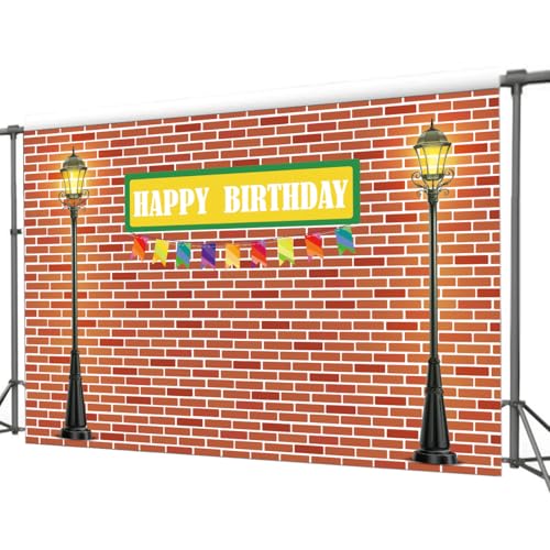 5x3ft Brick Wall Happy Birthday Backdrop Cloth Red Brick Wall Background Decorations Theme Birthday Party Wall Cloth Decorations Supplies