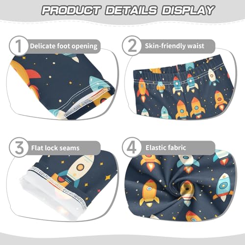 Colorful Rocket Cartoon Girls Leggings Athletic Pants Tights Stretch Bottom3