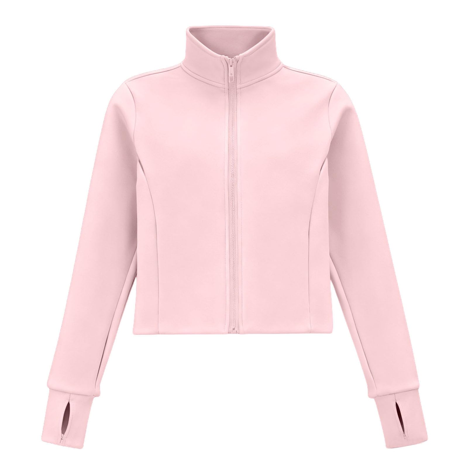 Langärmeliges Sportshirt für Mädchen, Workout, Fitess, Sport-Top mit Daumenloch, leicht, Reißverschluss, Laufjacken, atmungsaktiv, Activewear, Yoga, T-Shirts, solides Sweatshirt mit hohem