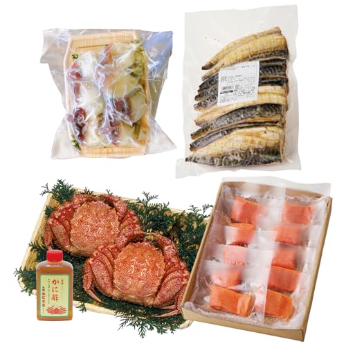 [定期便][セット品][苫小牧市][全4回]北海道を満喫!海のご馳走 貝 ホッキ貝 マルマサ恵千フーズ 総菜 惣菜 さば 鯖 王子サーモン カニ 蟹 かに 札幌かに本家 サーモン 北海道