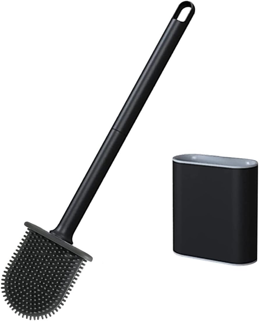 Toilet Brush 2-Pack With 4 Soft Flexible Brush Heads, Splash-Guard