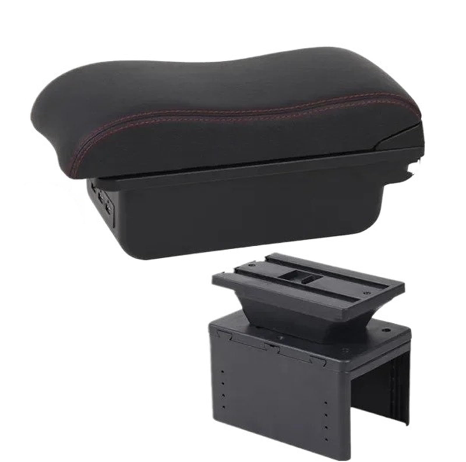 AWGNTQQ Car Armrests For Seat For Leon Mk2 Car Armrest Box Central Storage Interior Retrofit Parts Accessories(B1 red line 3USB)