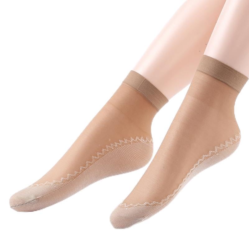 20 Pairs Women's Nylon Ankle Short Sheer Socks（Dark complexion）
