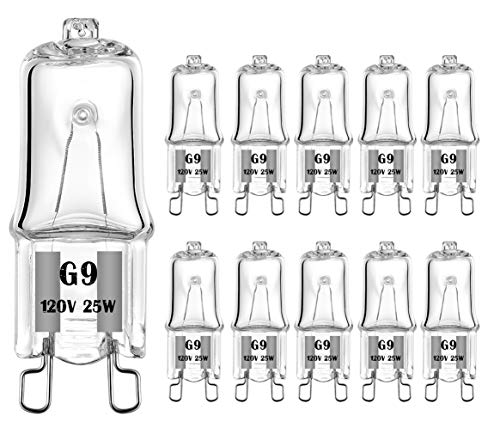 G9 Halogen Bulb JCD 25 Watt 120 Volt T4 JD Type Halogen House Hold Light Bulb Crystal Clear Lense Hanging Pendant Accent Type Spot Down Lamp Chandelier Sconce Fixture Lighting 10 Pack