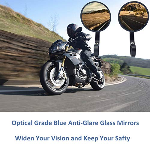 Universal Bar End Mirrors Motorcycle Handlebar Mirrors 7/8 Handle Round replacement for 7/8" handlebar or inside handlebars with 13 to 18mm inside diameters