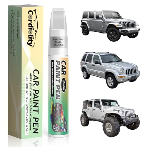 Image of Car Touch Up Paint Bright Silver Metallic(PS2 /WS2) for Jeep, Color Accurate Car Scratch Repair Remover Pen Fix Auto Paint Chips and Nicks