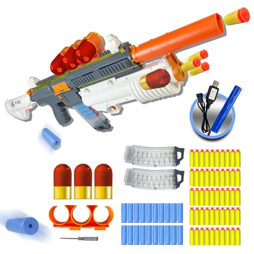 AGM MASTECH Electric Foam Blaster with Grenade Launcher, Dual Mode Automatic & Manual Shooting Game Toy for Teens and Adults 14+ Years Old