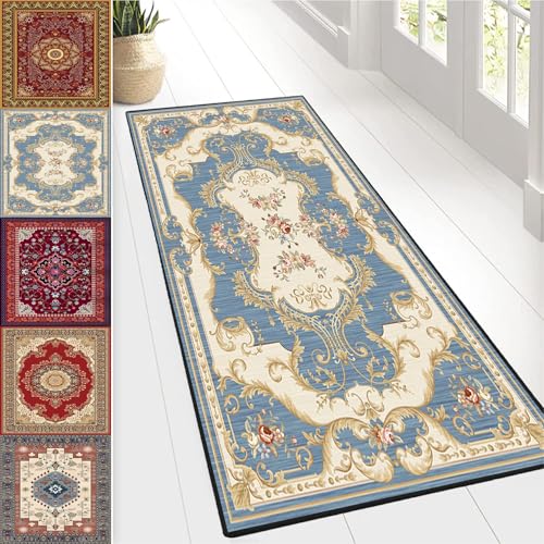 Alfombra lavable suave de estilo vintage 105 x 140 cm resistente para pasillos 2