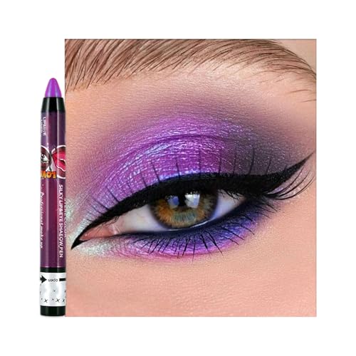 Image of Bright Purple Shimmer Eyeshadow Stick, Pink Pearl Cream Eye Shadow Pen, Mermaid Glitter Color Crayon Eyeshadows Pencil, Pearlescent High Pigmented Eyeliner, Smooth for Eyes Makeup