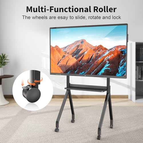 Image of Smart Board Portable Stand with Four Lockable Wheels for Interactive Whiteboard 75-85 Inch, Home School Office