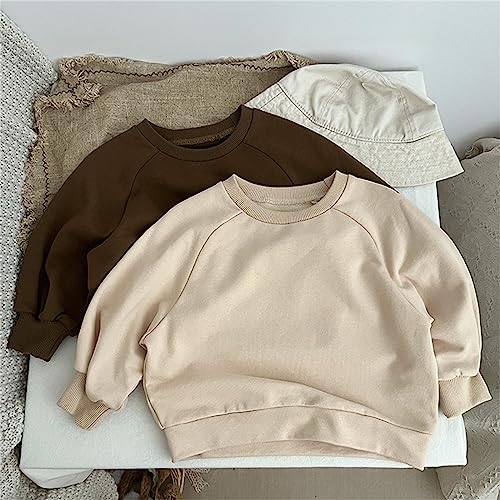Toddler Kids Crewneck Sweatshirt Baby Boy Girl Cotton Long Sleeve Solid Color Pullover Top Casual Fall Clothes4