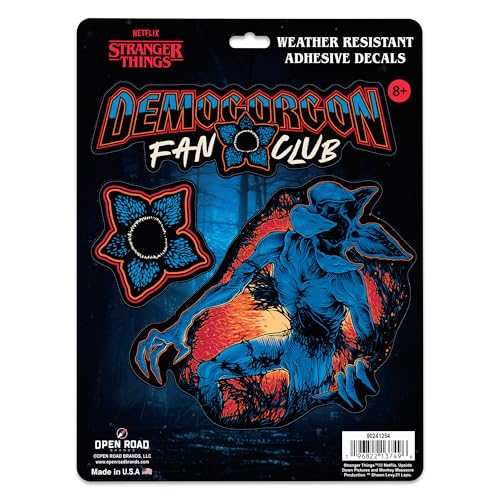 Image of Stranger Things Demogorgon Fan Club Adhesive Vinyl Decals - Retro Stranger Things Stickers for Fans, 1 Pack (3 Count)