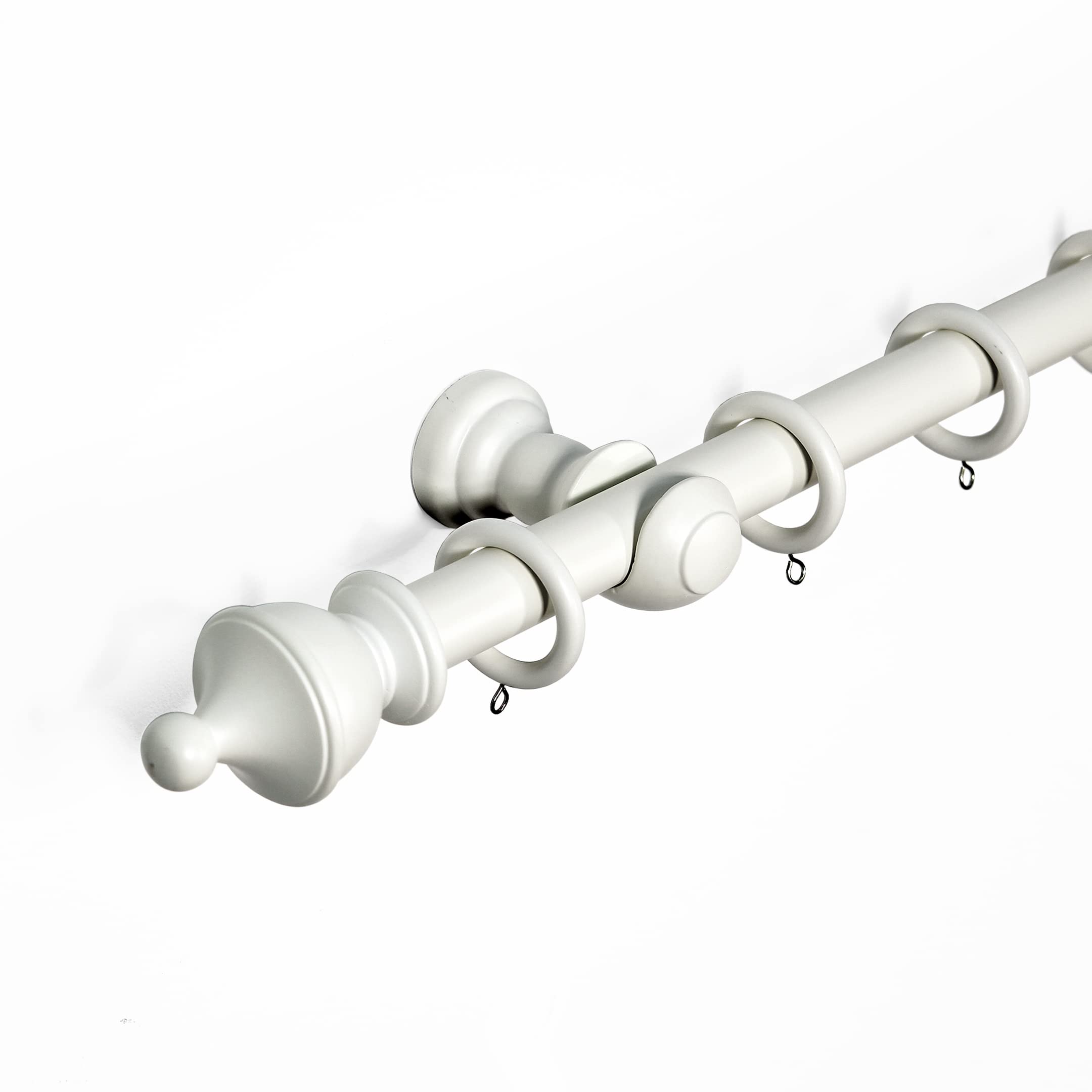 Kestral Linen White Urn Urn Finial 28 Mm Wooden Curtain Poles Fixed Length Multi Finials Curtain Pole Wooden Beautiful Design Wooden Finials, 120 Cm